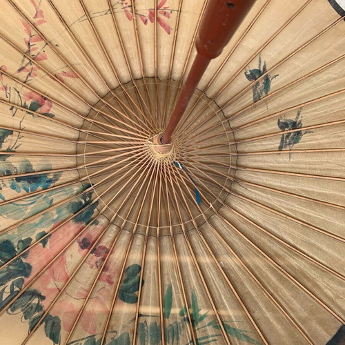 Chinese wooden decorative umbrella used, hand-painted
