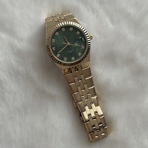 Women's watch new green and gold adjustable