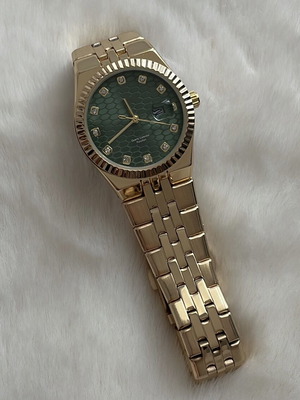 Women's watch new green and gold adjustable