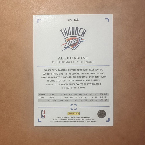 Alex Caruso 2024-25 Panini PhotoGenic Silver Holo Card new