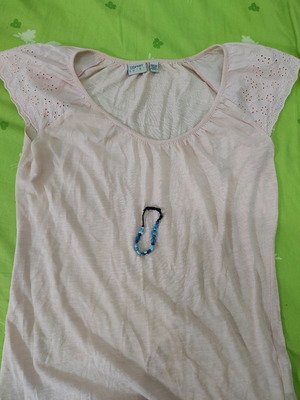 Esprit women's pink top with sleeve design and free evil eye bracelet lightly worn