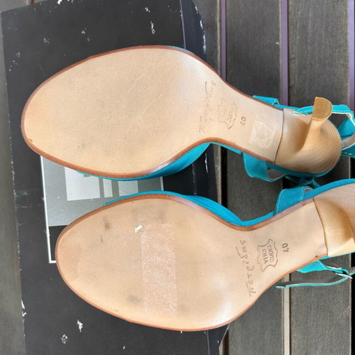 Turquoise high-heeled sandals Petridis new, size 40