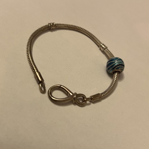 Pandora Moments bracelet with Infinity clasp and blue Murano charm new