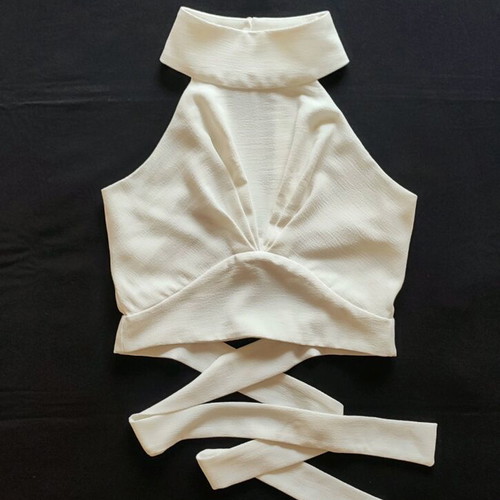 Neckholder top BSB like new, ivory, size 40