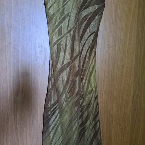 Veloudakis used silk asymmetric dress brown-gold, size S
