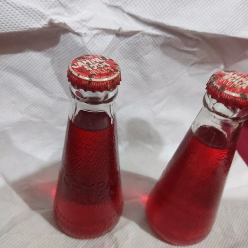 Campari Soda bottles used vintage for decoration