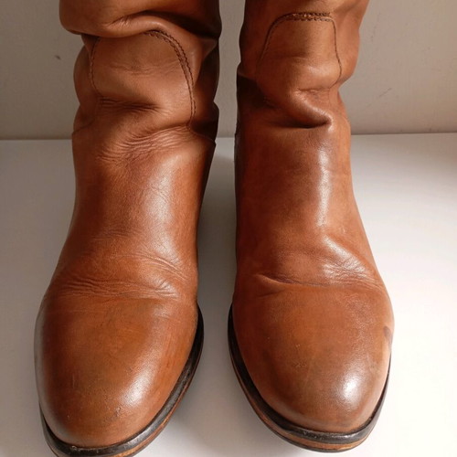 Leather women's boots used, size 38, brown