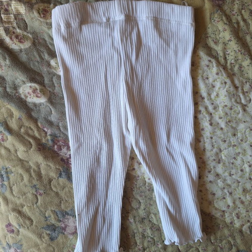 H&M Baby White Cotton Leggings like new with pink flowers, size up to 68 cm