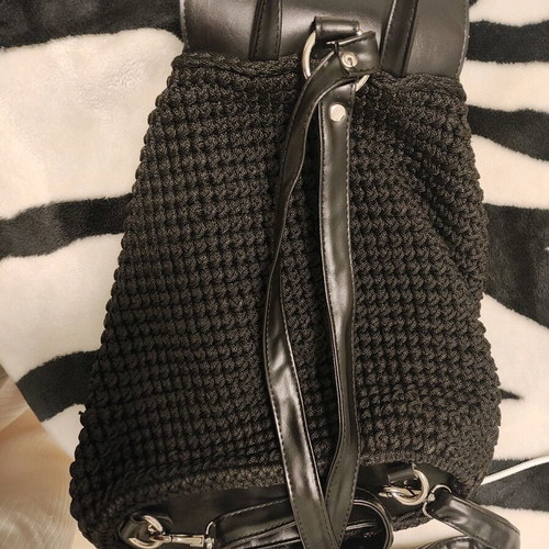 Knitted bag used black backpack