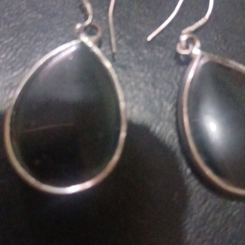 Silver drop earrings 925 with black onyx used