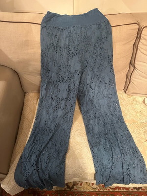 Women’s pantalone used, silk, turquoise, size M