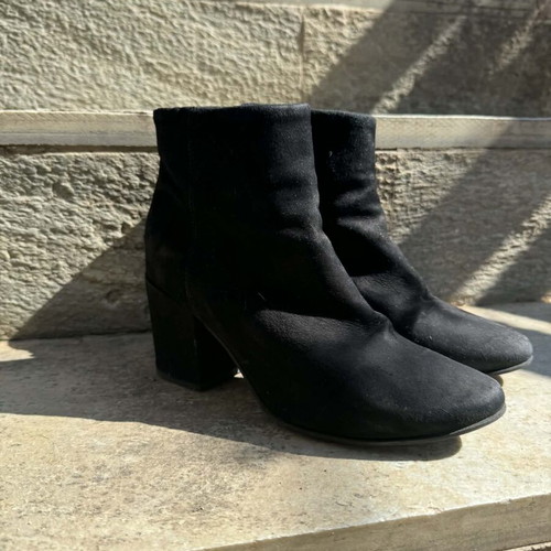 Prima suede black ankle boots used, size 38, 5 cm heel