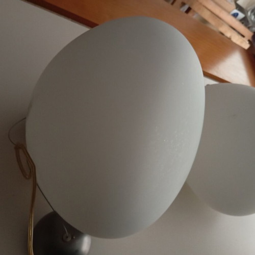 2 Pendant Single-Light Lamps Made of Blown Opaline Glass Amu Moser like new