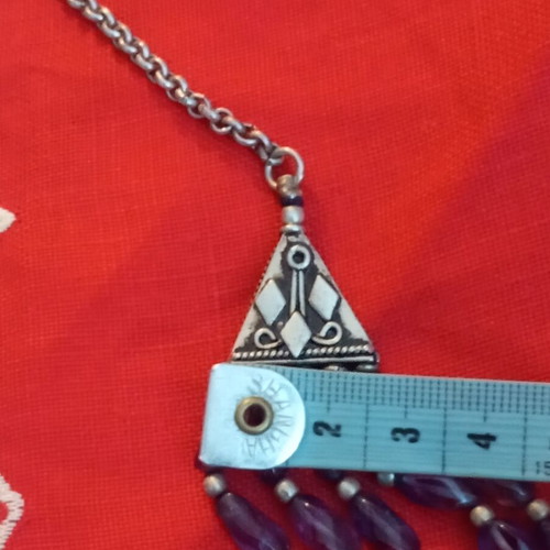 925 Silver Necklace with Amethyst, Ethnic Style