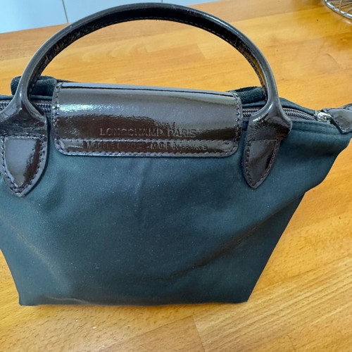 Longchamp Le Pliage small tote bag used, brown handles