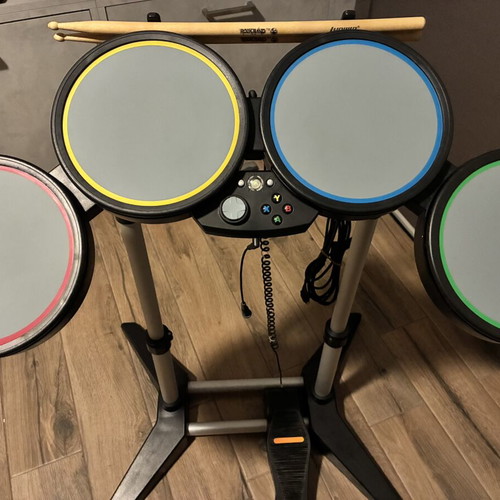 Drums Rock Band used for Xbox 360 with pedal and sticks