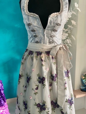 Traditional Bavarian dirndl dress like new, gray and silver