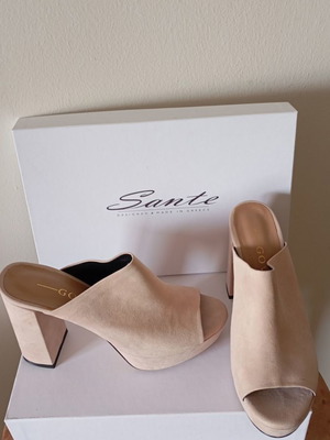 Goveci platform suede sandals, light pink, size 37