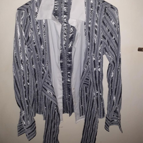Nara Camicie shirt like new, grey and silver with belt