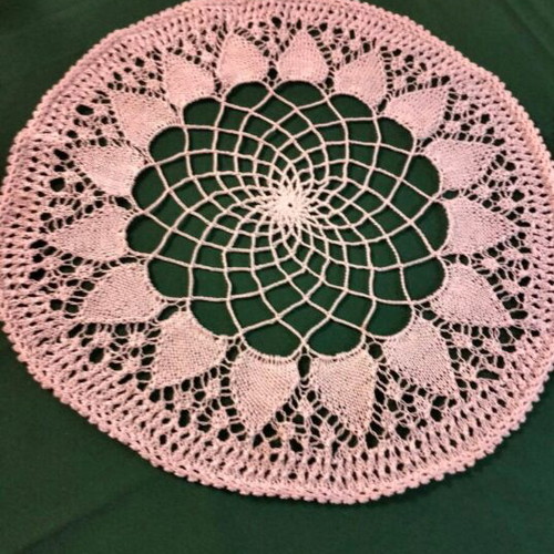 Handmade round doilies white, diameter 27cm, set of two, new