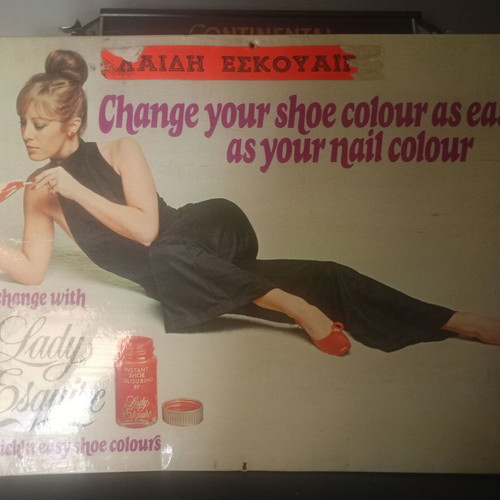 Lady Esquire Instant Shoe Colouring vintage tin advertising sign