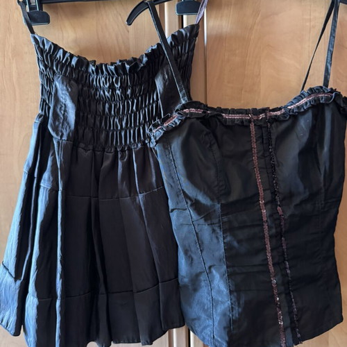 Best Manuel satin top and skirt set like new, black, size XS/S