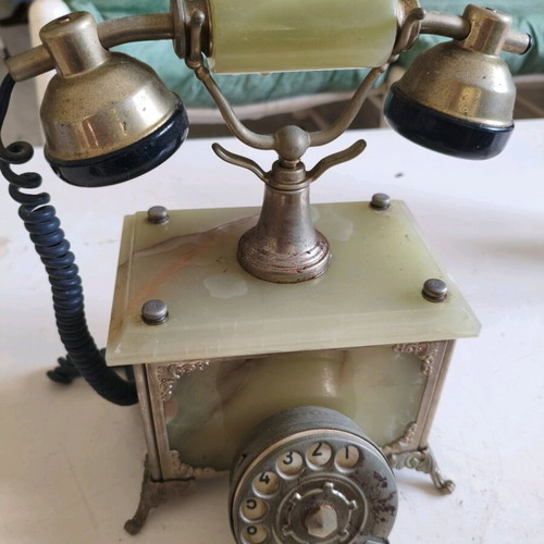 Antique marble and brass telephone used
