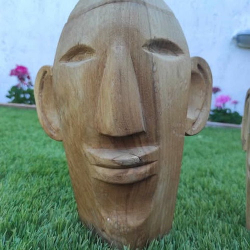 Wooden totem carvings like new, set of 2, handmade in Greece