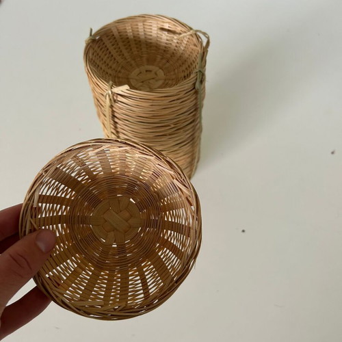 Set of 100 round wicker baskets, 12 cm