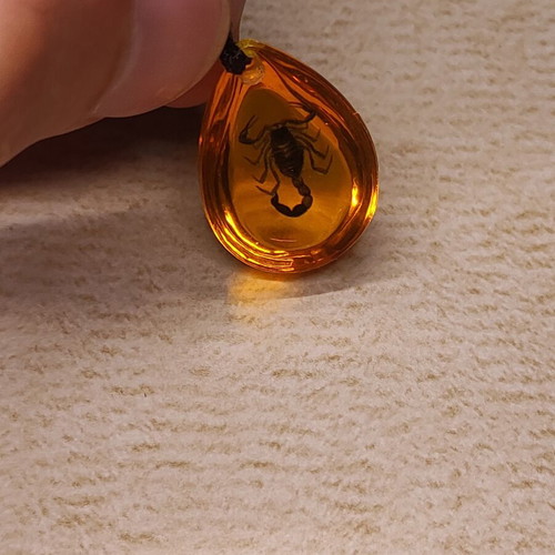 Amber necklace with Scorpio pendant new