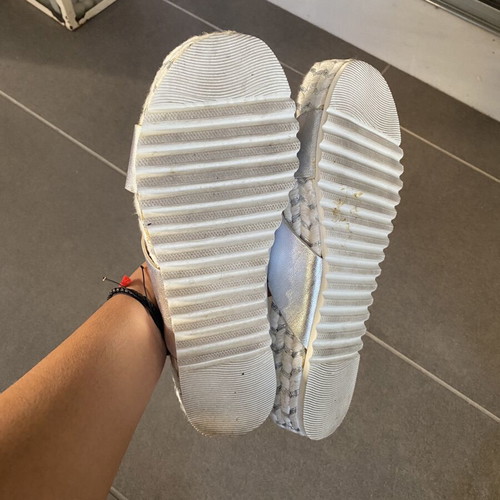 Agilis leather handmade silver mules like new