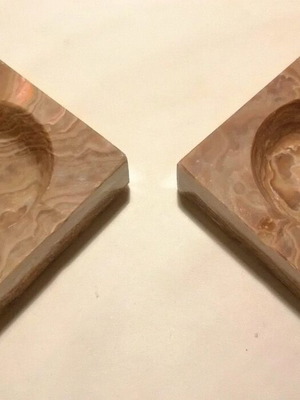 Set of 2 used vintage marble ashtrays 12×12cm
