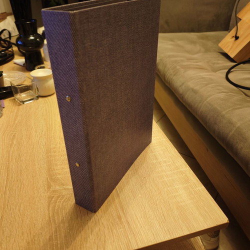Set of three A4 filing binders in purple shades like new
