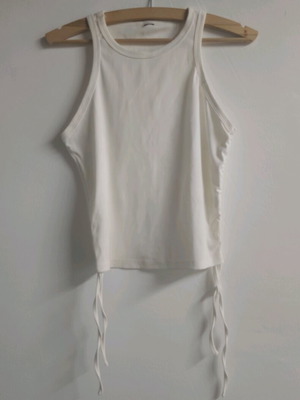 Crop top white with side cords like new