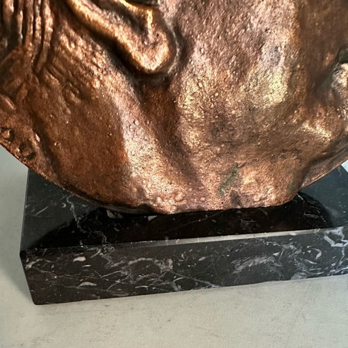 Konstantinos Karamanlis Medal used, bronze with marble base
