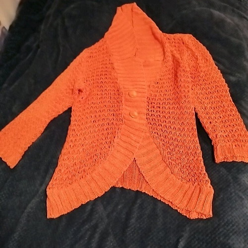 Knitted orange cardigan like new, size large