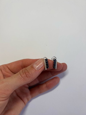 Silver 925 earrings with blue sapphires and zirconia new