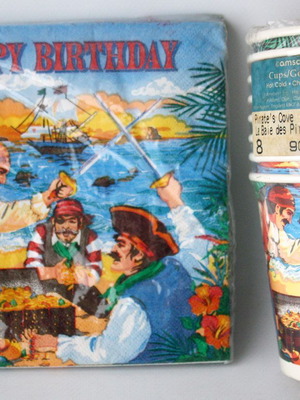 Vintage 90's Pirate Birthday Party 20 Napkins 8 Cups Amscan USA New
