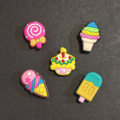 Foodie Crocs Charms Pins Jibbitz set like new, pink multicolor