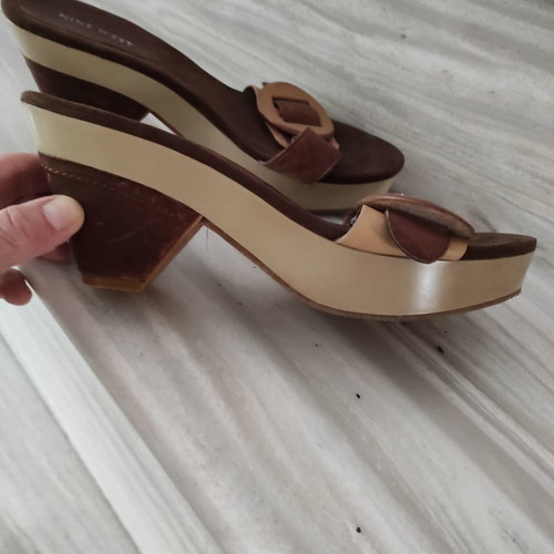 Nine West leather mules used, brown and beige, size 39