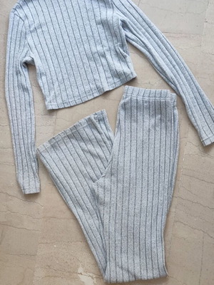 Σετ crop top και παντελόνα γκρι Shein καινούργιο