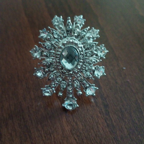 Edwardian style ring silver with crystals used