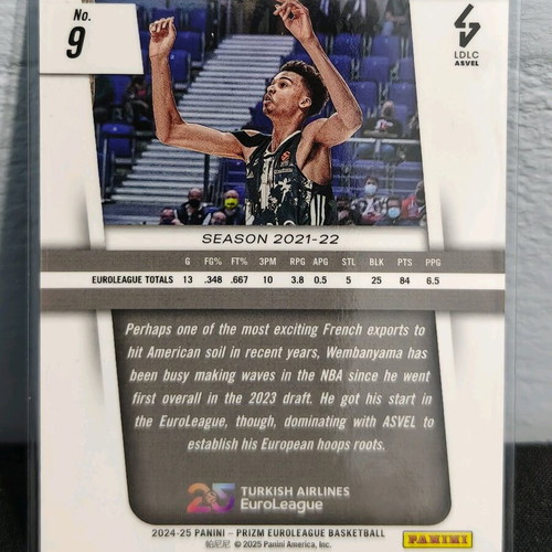 2024-25 Panini Prizm Euroleague Victor Wembanyama card new