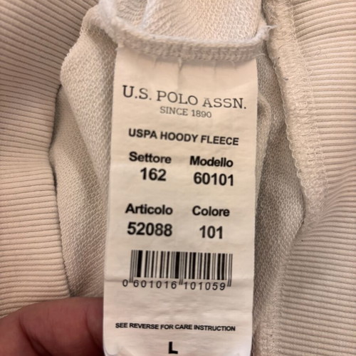 U.S. Polo Assn. men's hoodie used, white with blue lining