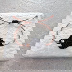 Βραχιόλι μεταλιζέ ροζ χρυσό με μαύρο φυλλαράκι και πέτρες αιματίτη χειροποίητο