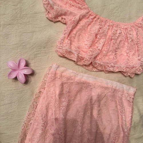 Crop blouse and maxi skirt set new, pink, unworn