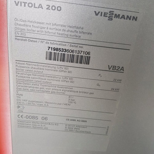 Viessmann oil boiler like new