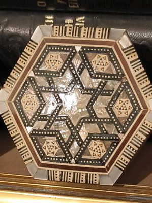 Egyptian boxes like new, wood and mother of pearl, set of 3