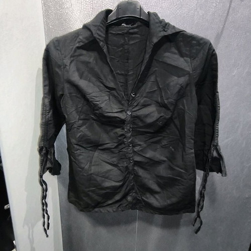 Black linen shirt with chest gathers like new