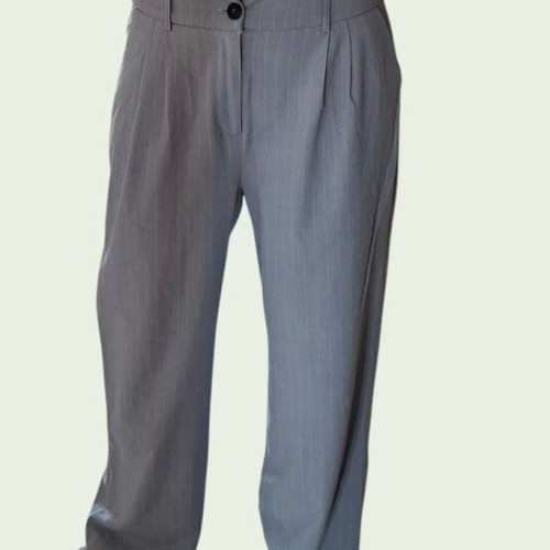 Pink Woman Grey Striped Wide Leg Pants L Used